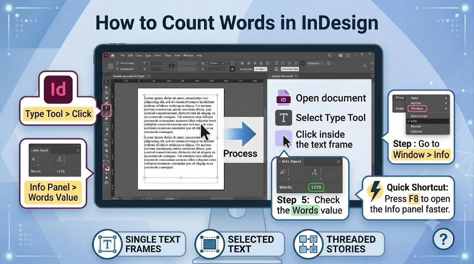How to count words in InDesign using the Info panel