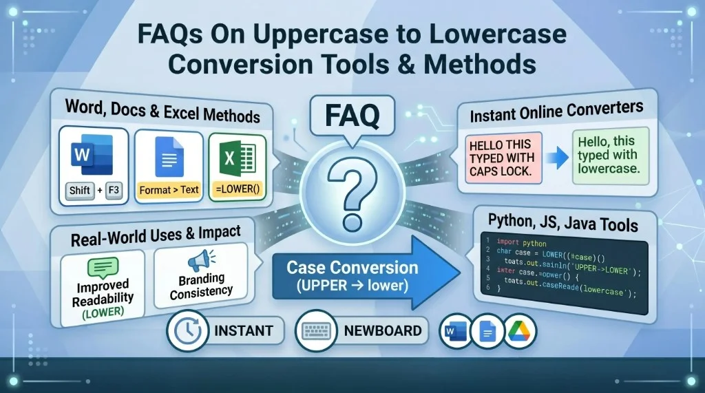 FAQs about uppercase to lowercase conversion tools and methods for changing text case online