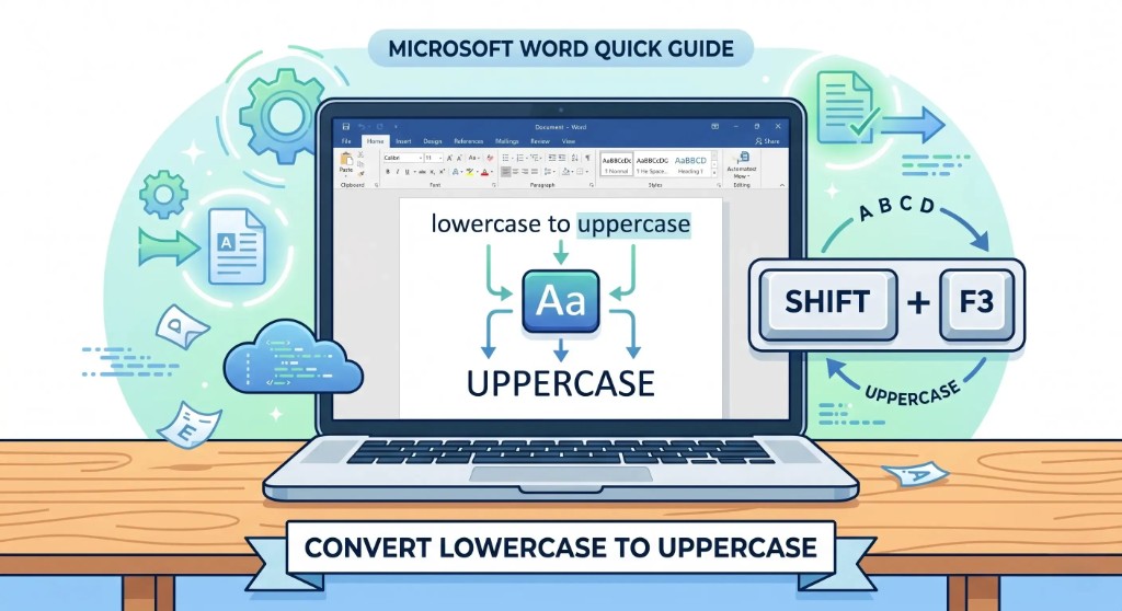 How to convert lowercase to uppercase in Microsoft Word using change case feature